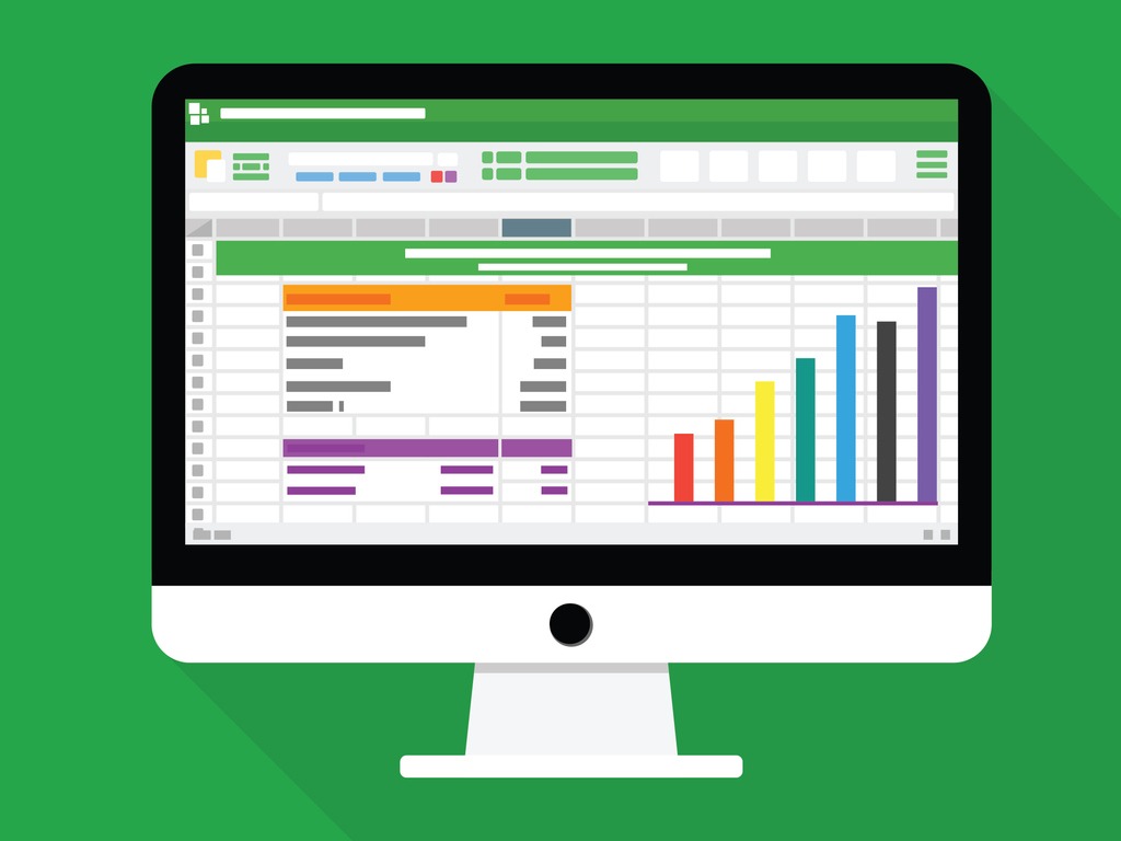 spreadsheet: tables and grpahs on laptop screen